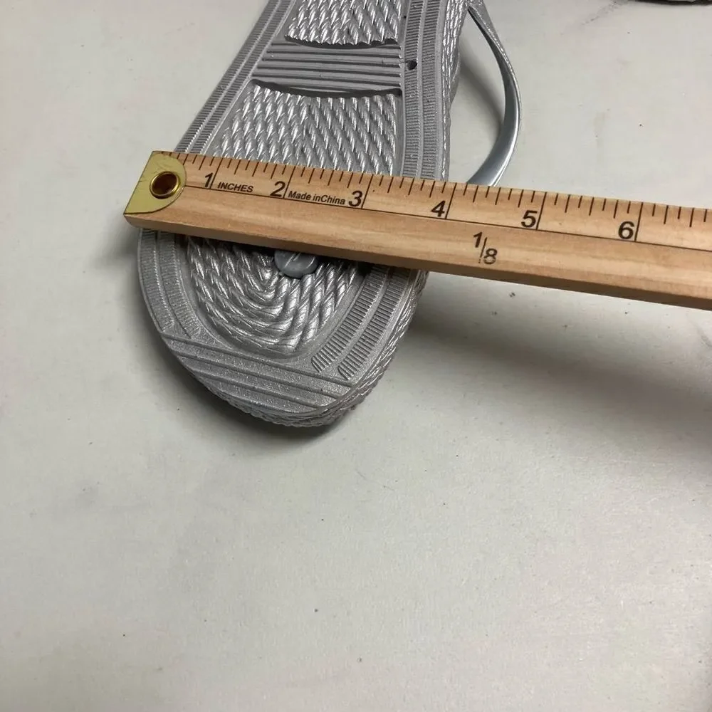 Silver flip flops Size 41 US Size‎ 10.5 New Without Tags
